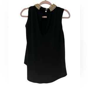 Moa Moa Black Jewel neck Top Size L